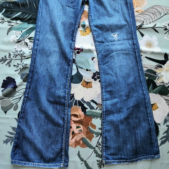 Kasil by David Lim Womens Distressed Worn Destructed Boot Fit Blue Jeans Size 30 - Picture 2 of 8